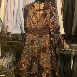 Bronx & Banco Dress Purple Fiora Sequin Embroidered Mesh Party Dress. NWT